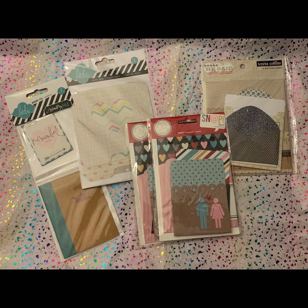 Crafting Set of 5 packages: pockets, memory file, envelopes & mini photo book